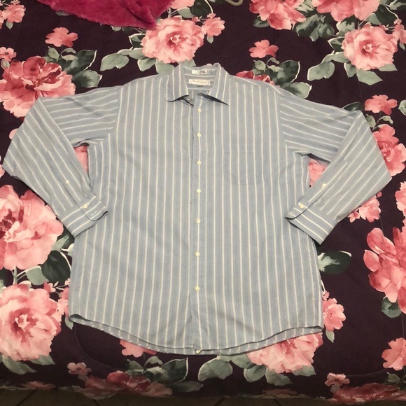 Burberry Blue and White Stripe Button Down Mens Size 16.5 -35 - Picture 2 of 16